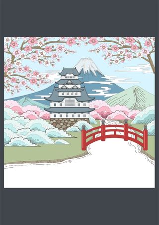 日本富士山旅游胜地樱花