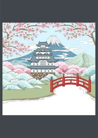 日本富士山旅游胜地樱花