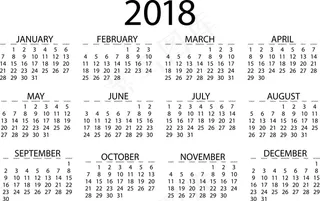 2018年日历全年表图片