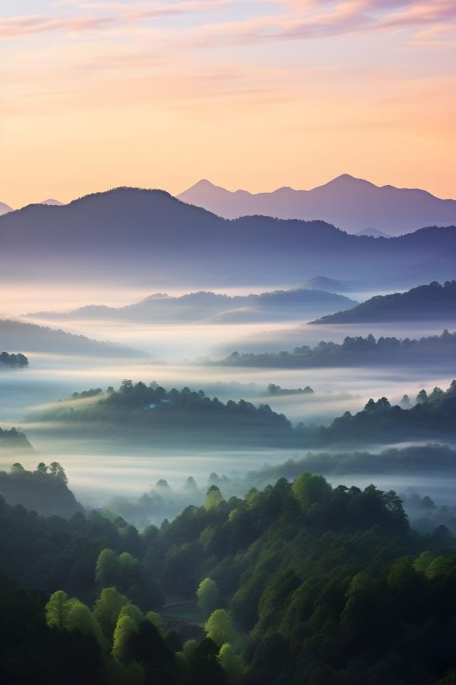 山脉树林高空摄影