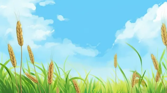 小麦天空元素背景