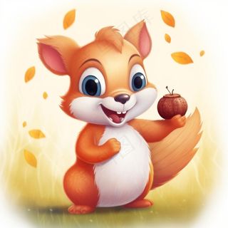 松鼠松果动物卡通插画素材背景