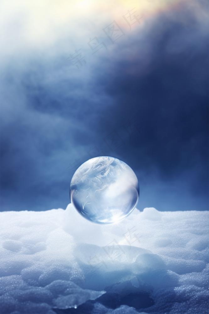 大雪蓝色简约冰雪节气海报背景