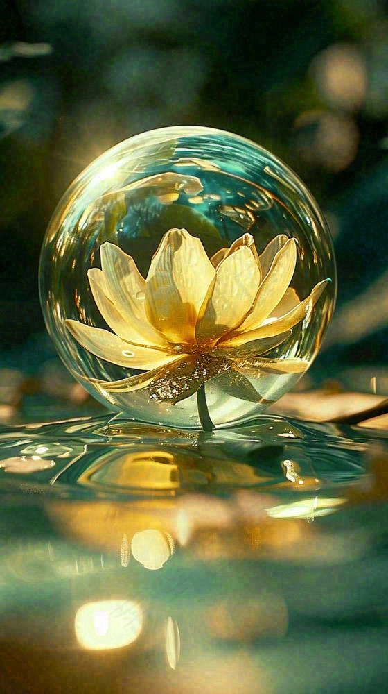 夏季白莲花在水中，水珠露珠阳光，夏至小暑大暑