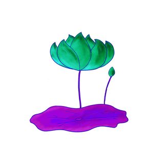 国潮中国风手绘荷花莲花荷叶莲藕植物花卉装饰插画PSD设计素材