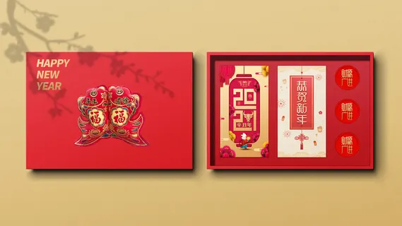 新年红包智能贴图VI样机展示