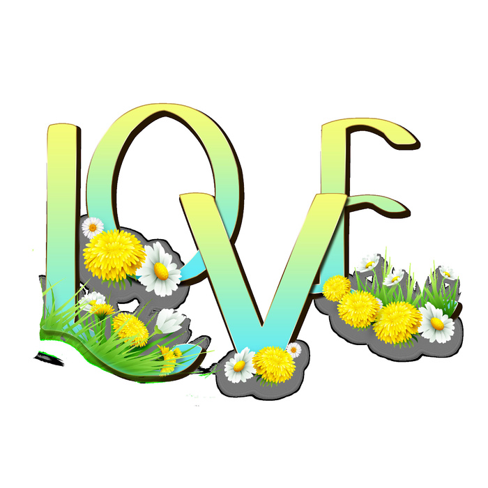 设计love字装饰情人节psd模版下载