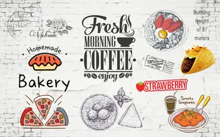 手绘食堂美食背景