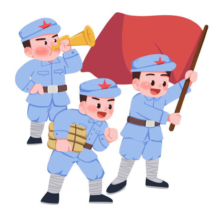 手绘八路军军人建党节建军节爱国插画