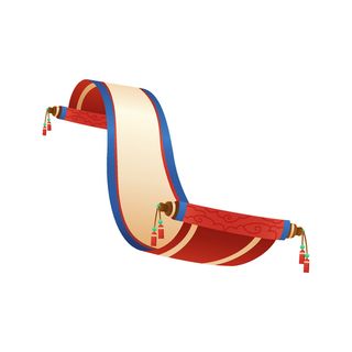 复古中国风卷轴元素手绘画轴文本标题框PSDAI素材模板png免扣图