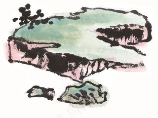 水墨山石绘画jpg素材