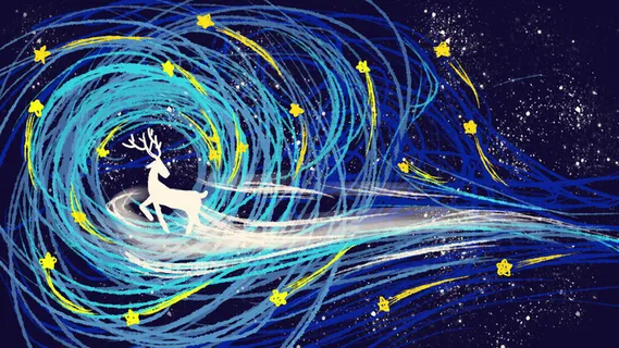 创意鹿治愈绘画PSD素材