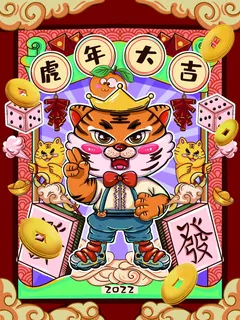 虎年中国风萌虎插画