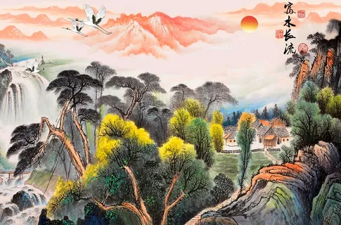 新中式山水背景墙 新中式山水背景墙