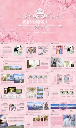 浪漫婚礼结婚快乐高兴PPT模板ppt模版预览图