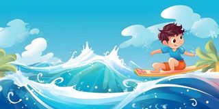 海洋冲浪浪花儿童男孩背景