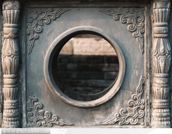 中国古代石雕建筑-镂空的圆形石雕花纹