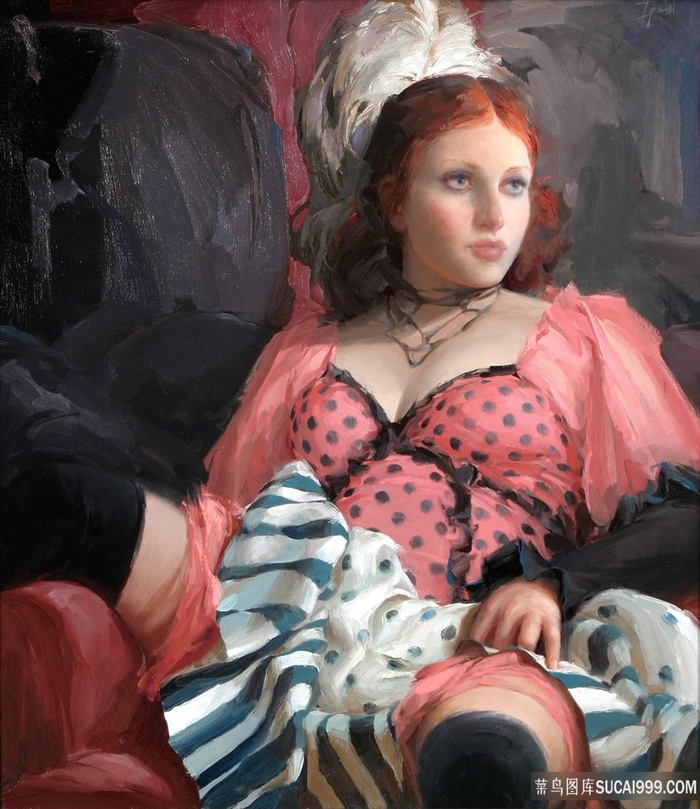 性格女士肖像艺术油画
