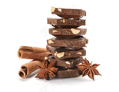 叠在一起的巧克力块高清摄影图