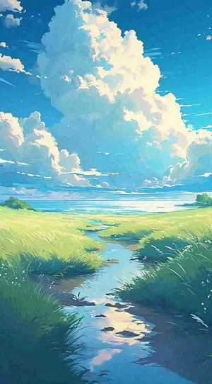 春天河边青草池塘蓝天白云，立春