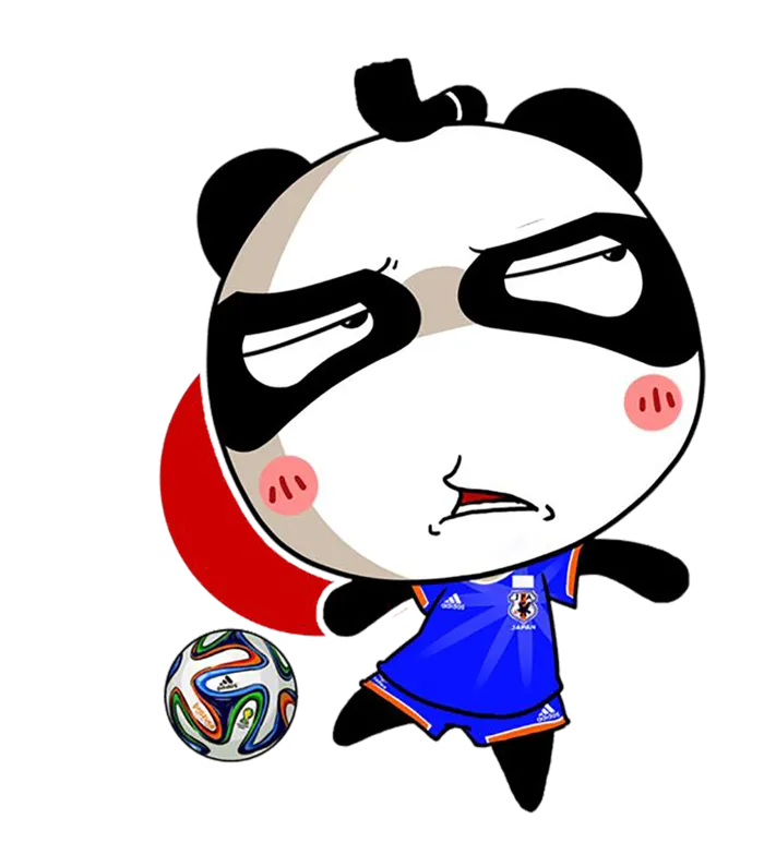 卡通熊猫踢球