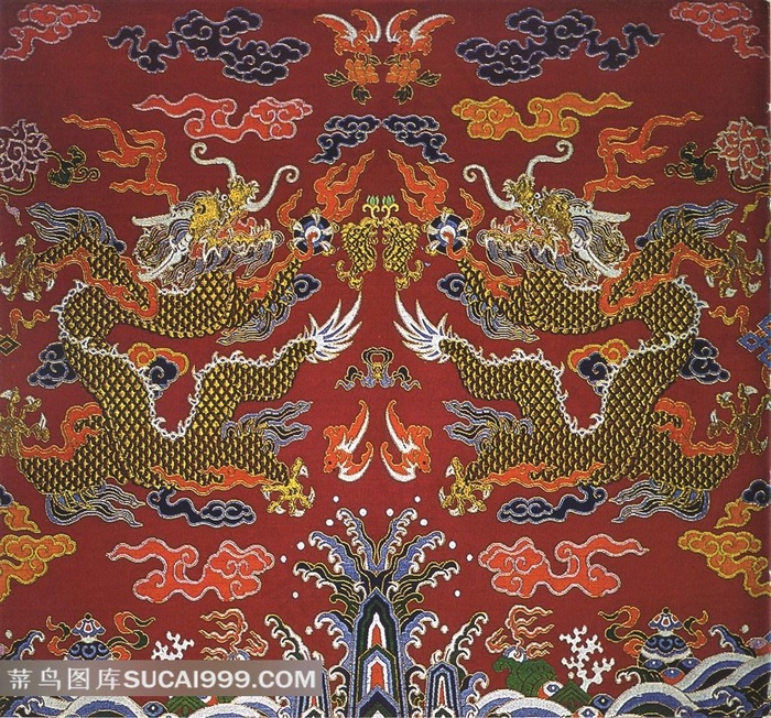 双龙戏水刺绣传统图案图片