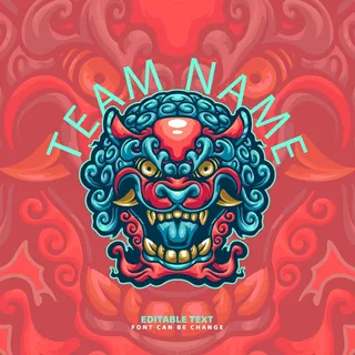 瑞兽-麒麟-红色-标识logo设计