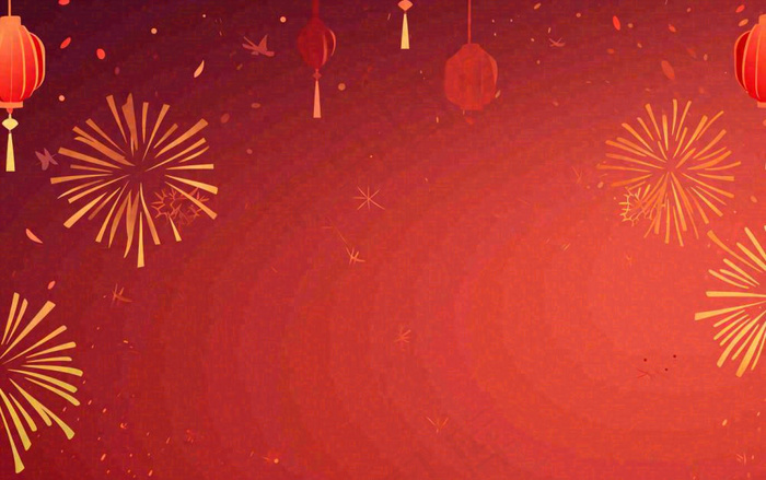 红色喜庆烟花缤纷节日背景，新春新年除夕(1376x864)