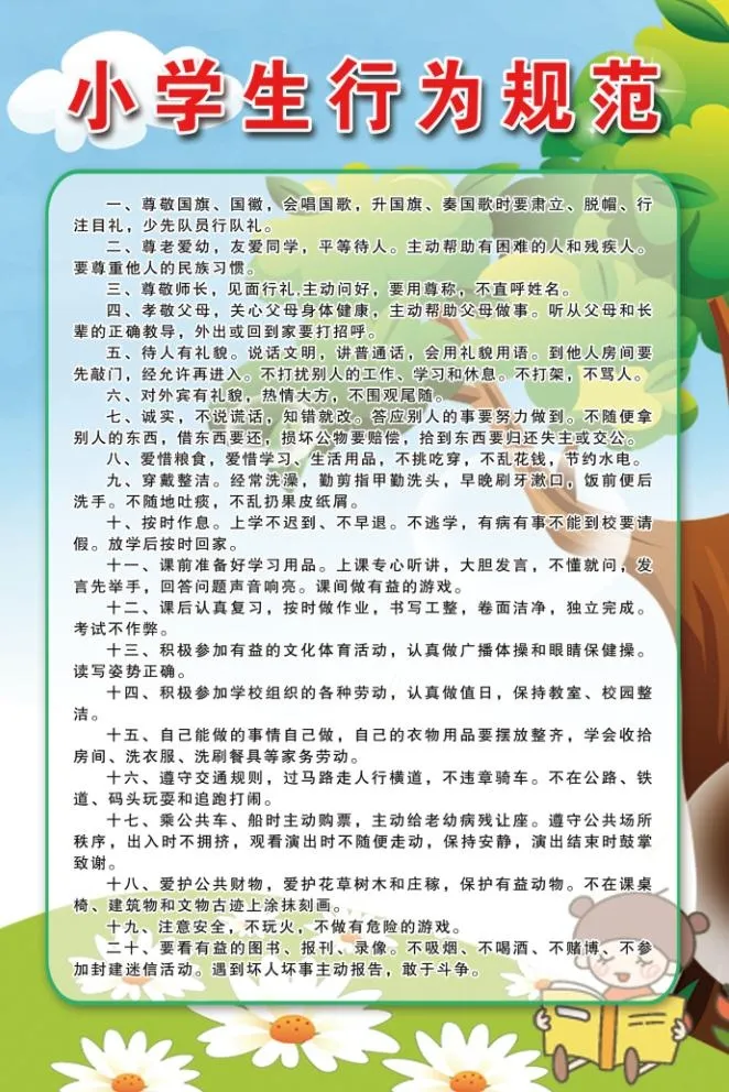 小学生行为规范psd模版下载