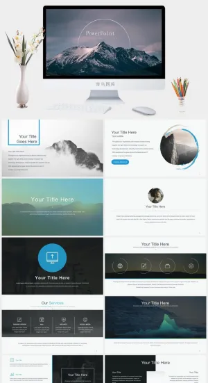 丰富图表极简约大气欧美范商务汇报通用ppt模板预览图