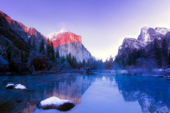 冬天山水背景风景