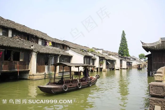 苏州周庄同里水乡古镇划船美景