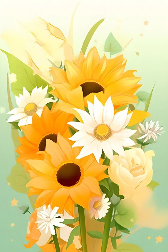 黄色渐变清新鲜花背景(2400x3600)