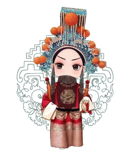 卡通京剧戏剧人物脸谱插画PNG图片 国潮中国风Q版戏剧人物PS素材