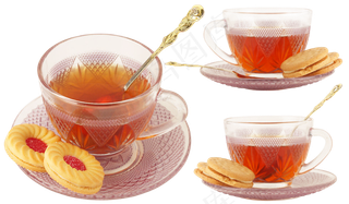 茶 香 一杯茶 早餐 饼干 碟子 喝 喝茶