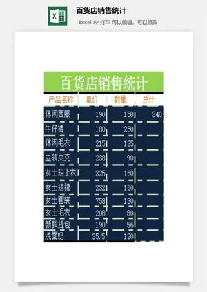 百货店销售统计excel模板预览图