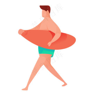 红色冲浪人物免抠图