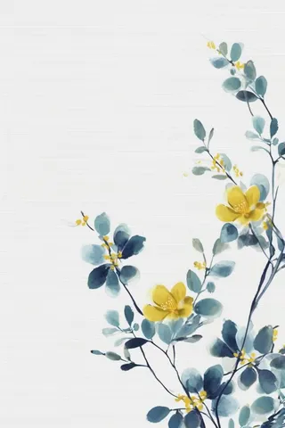 中国风简约淡雅蓝色枝叶背景