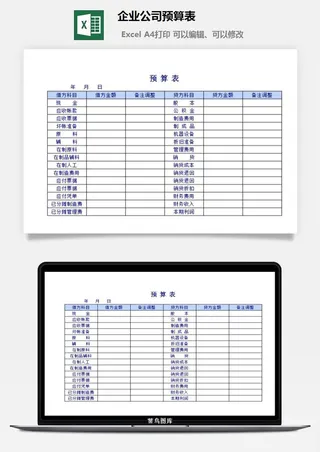 企业公司预算表excel模板