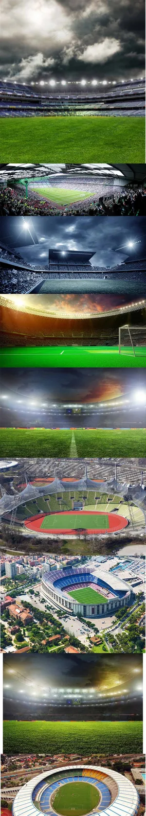 足球场观众天空灯光草地