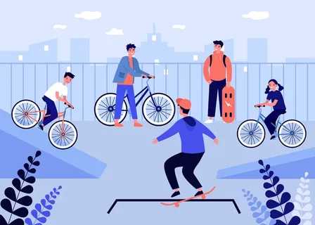 人物场景矢量插画/扁平风/蓝色