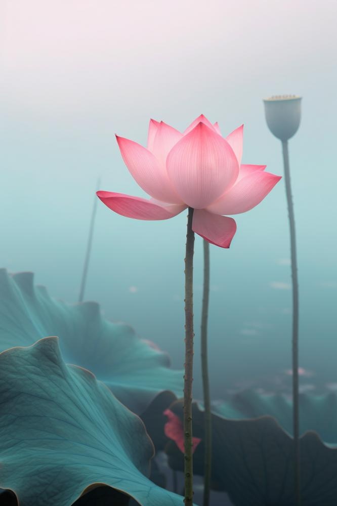 中国风雾面荷花粉色大气背景