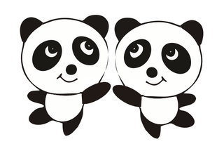 卡通小熊猫矢量图手绘
