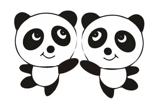 卡通小熊猫矢量图手绘