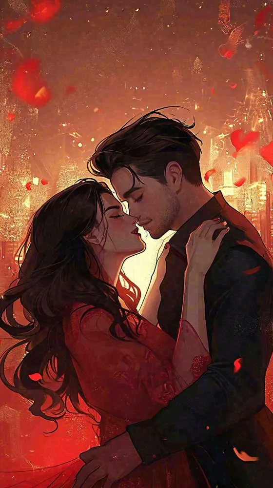 情人节情侣爱情红色爱心玫瑰，亲吻520心形(816x1456)