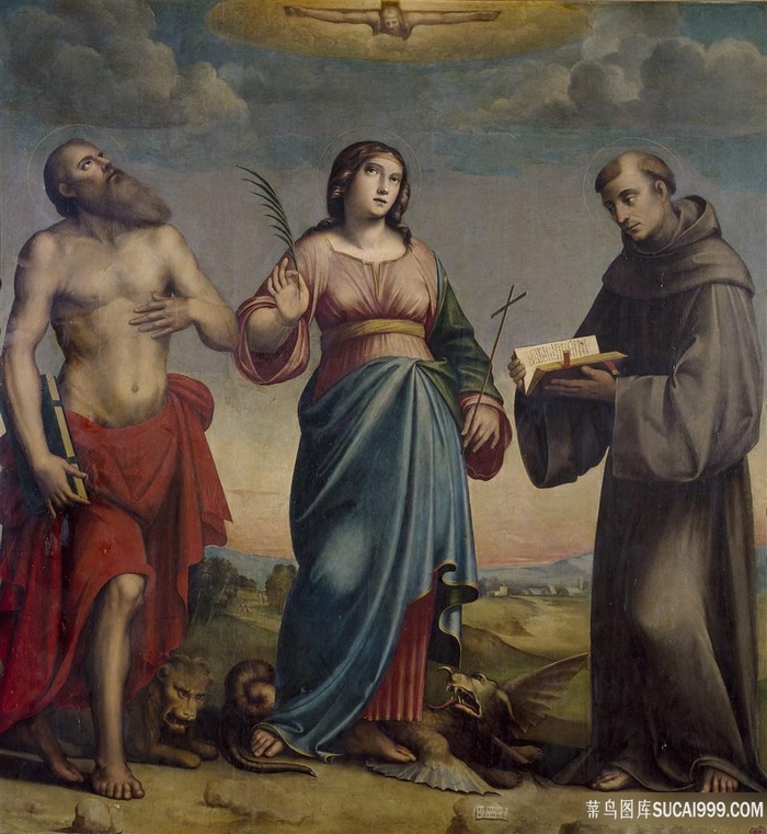 圣母胡须男油画风景画油画图片