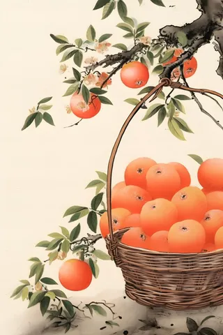 橘子国风水墨插画背景