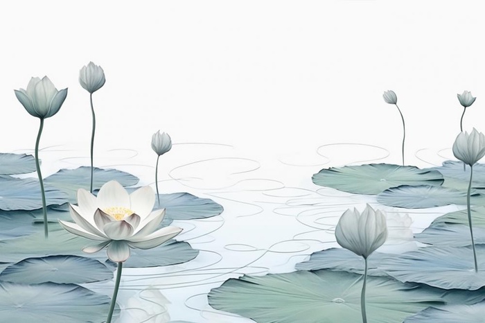 唯美荷花蓝色淡雅简约背景(1344x896)