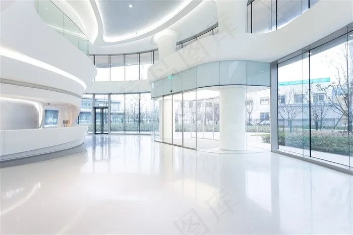 商务楼宇内景灯光照明摄影