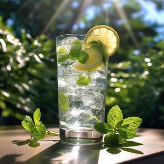 柠檬水清凉夏日消暑饮品骄阳似火背景虚化创意融合